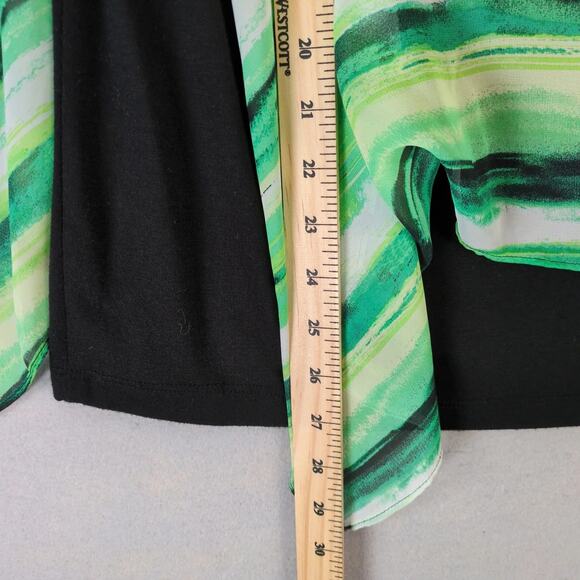 IN Studio Green Black Sheer Poncho Overlay Blouse Women's Plus Size 1X Boho Chic - Picture 8 of 10